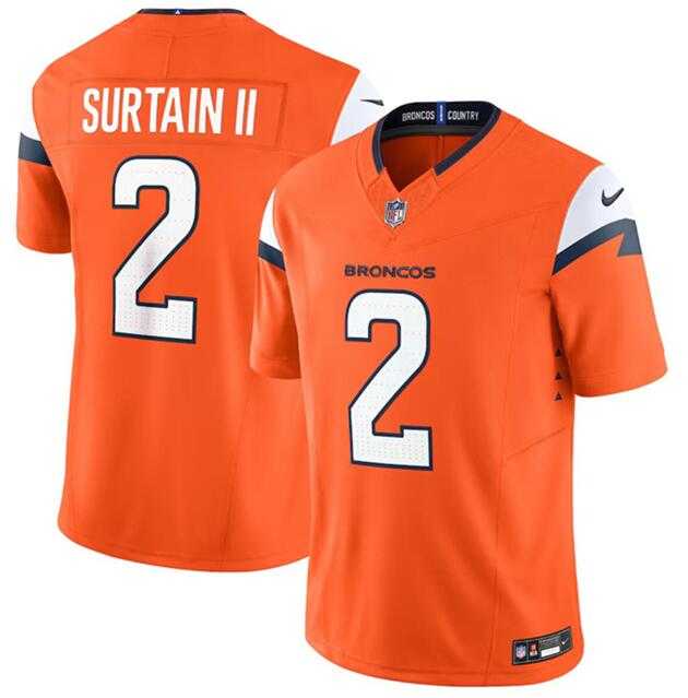 Mens Denver Broncos #2 Pat Surtain II Orange 2024 F.U.S.E. Vapor Limited Stitched Football Jersey Dzhi->denver broncos->NFL Jersey